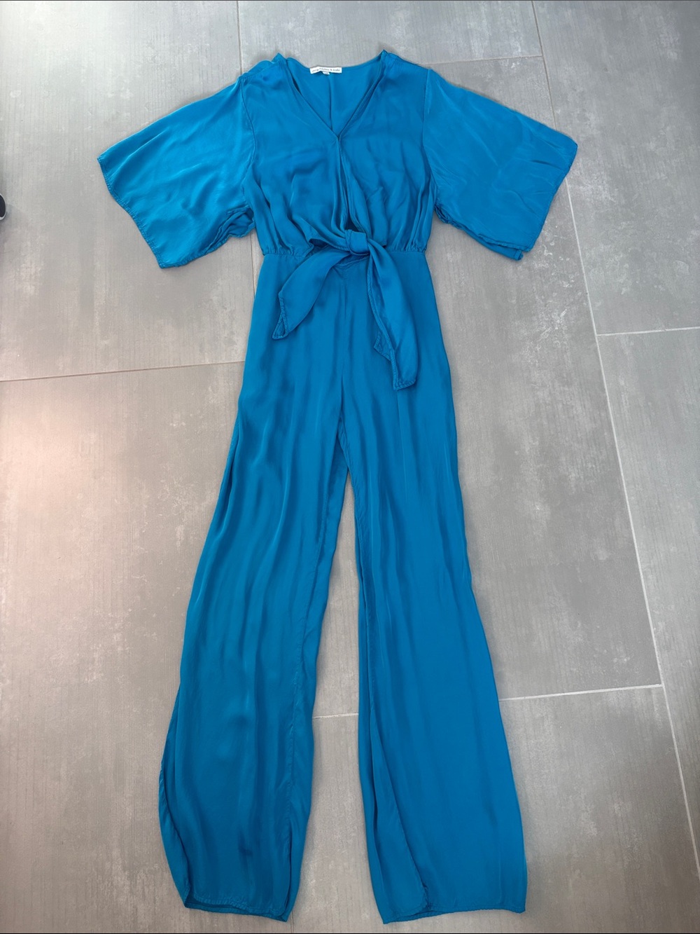 Young Fabulous & Broke Teal V-Neck Wide-Leg Jumpsuit with Tie Waist